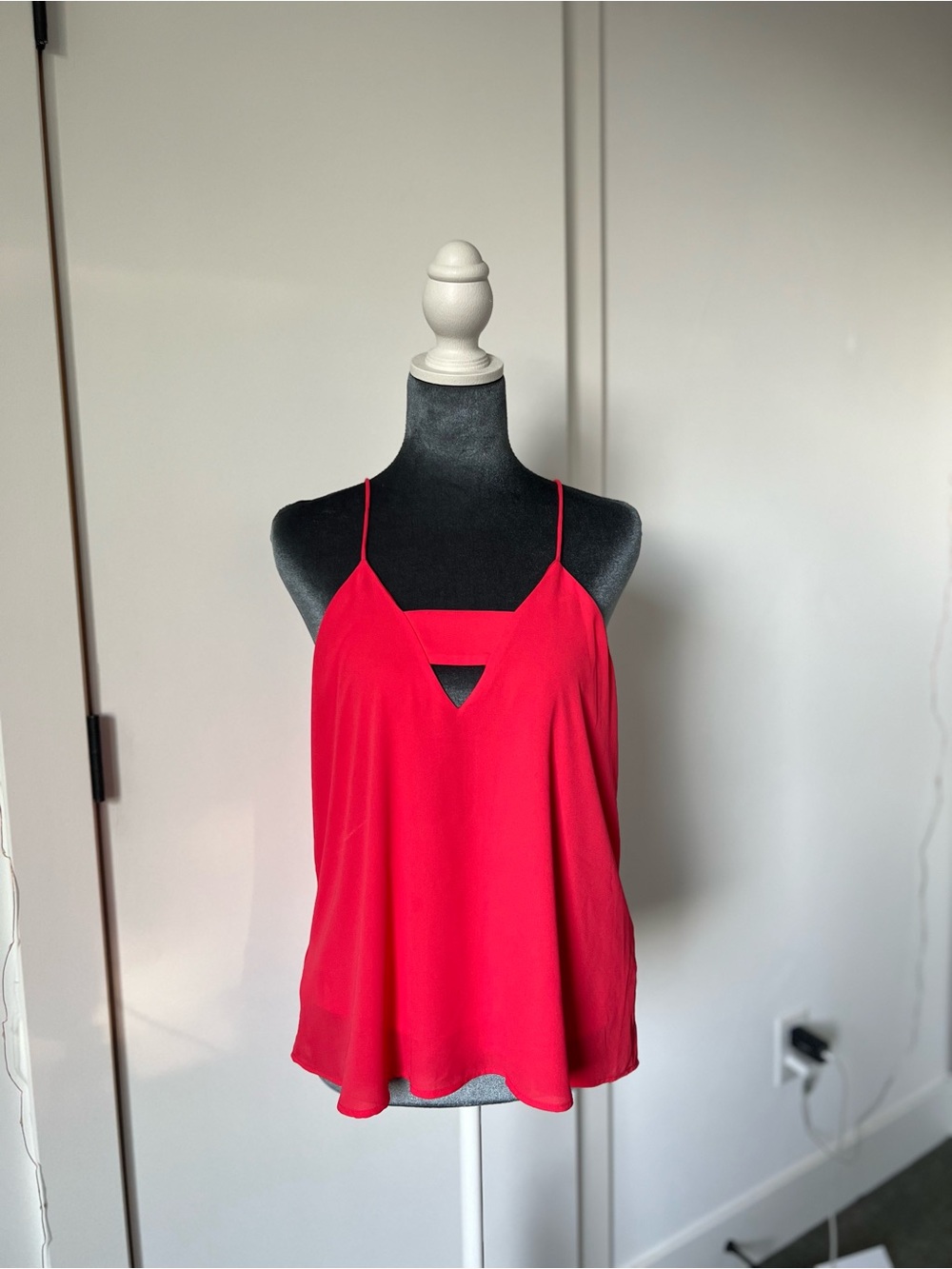 Express Bright Red V-Neck Spaghetti Strap Camisole